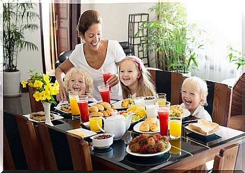 family drinking fruit juice 